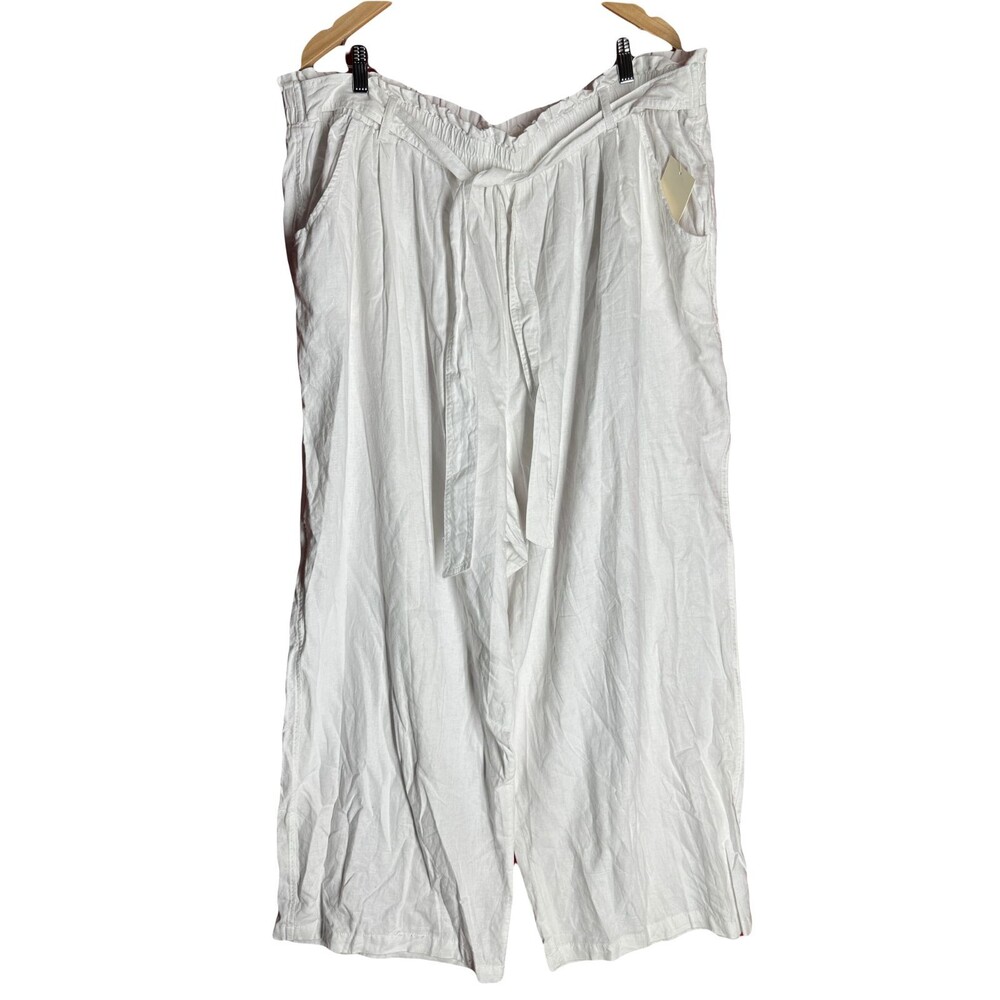 NWT Westbound Linen Blend Pull On Pants Womens 3XR Smocked Elastic Waist New